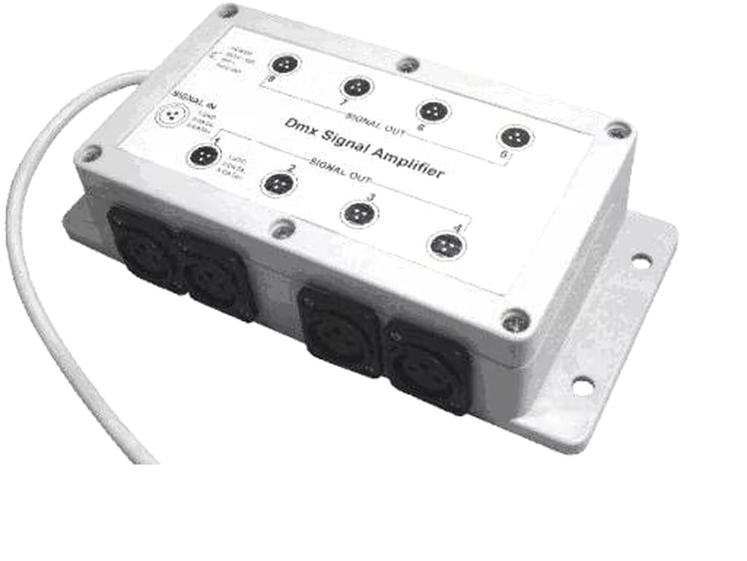 DMX Signal Amplifier with Optional DC 12V Input; 8-Channel DMX Signal Distribution