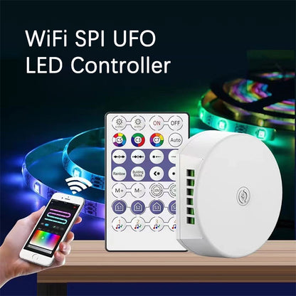 NovaBright DC12-48V Alexa WiFi APP Controlled RF Remote SPI UFO LED Controller for WS2811