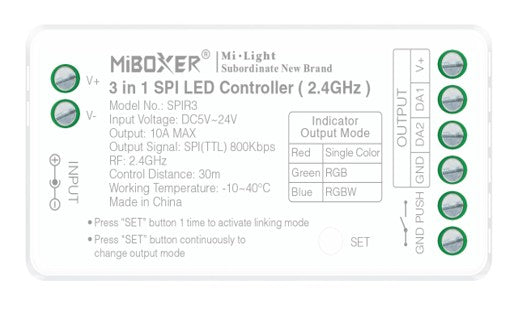 MiBoxer 3 in 1 SPI LED Controller (2.4GHz)
(Single color
/RGB/RGBW) SPIR3