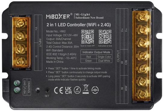 MiBoxer 2 in 1 LED Controller (WiFi+2.4G) 
Output Max 30A HW2