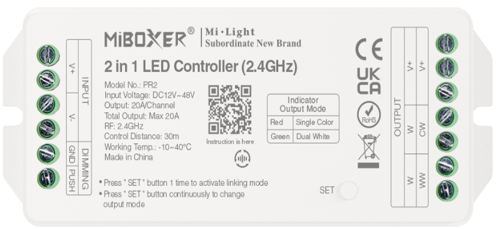 MiBoxer 2 in 1 LED Controller (2.4GHz) 
Output Max 20A PR2