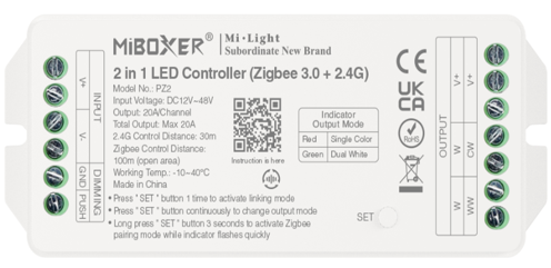 MiBoxer 2 in 1 LED Controller (Zigbee 3.0 + 2.4G) Output Max 20A PZ2