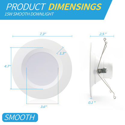 4 Inch Smooth Trim Downlights 12W