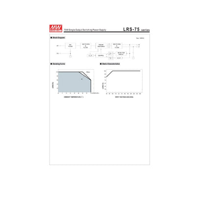 [Enclosed Type/LRS-75 Series/Industrial Application] MEAN WELL LRS-75-5 (70W 5V 14A) Single Output Switching Power Supply