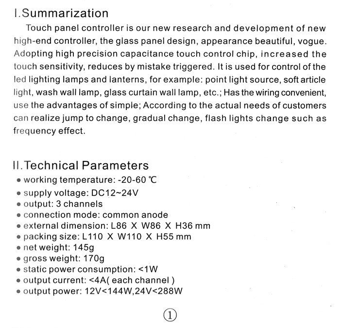 LED Strip Accessories ~ Single Color LED Strip Accessories ~ Single Color Dimmers - LED Touch Panel 12V Dimmer With Brightness And Speed Control TM03